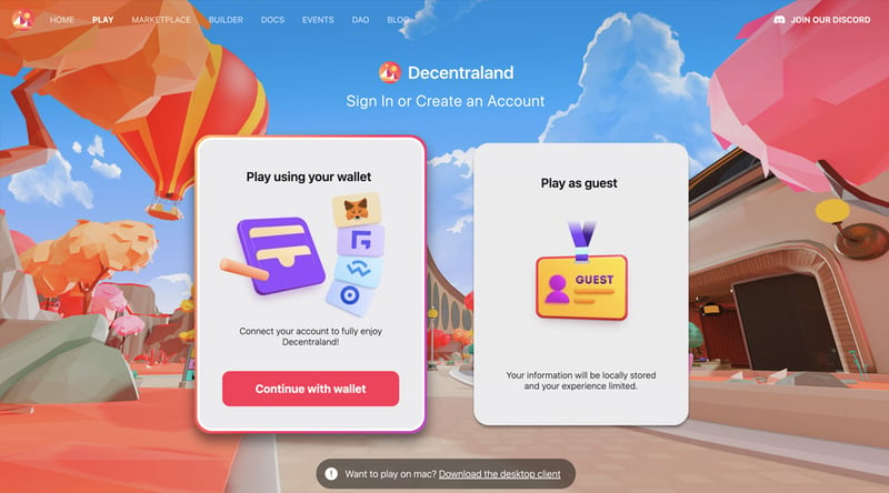 Decentraland Sign In